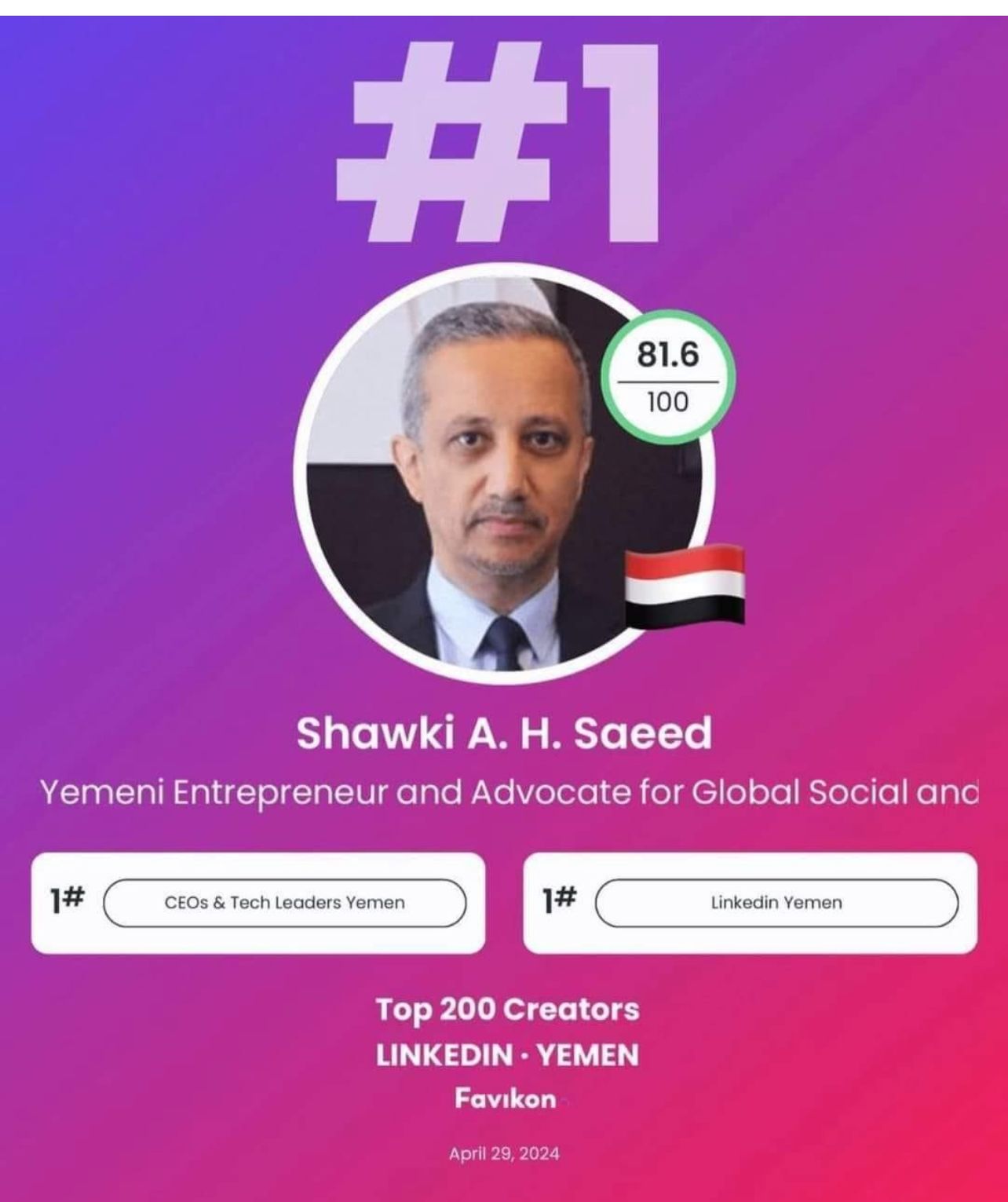 اختيار شوقي احمد هائل سعيد الشخصية الاكثر الهاما وتأثيرا في اليمن 