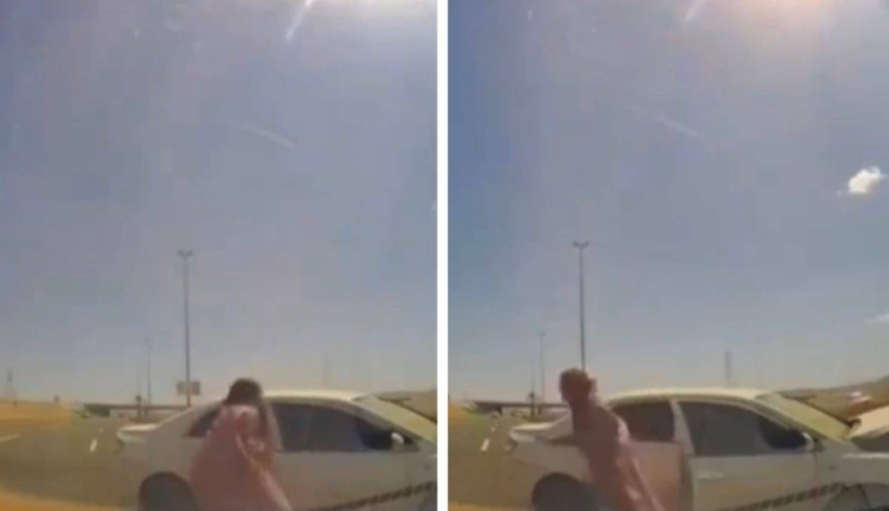 شاهد: فتاة سعودية تقود سيارة وفجأة تعكس الاتجاه لتنقذ سائق تعرض لحادث وسط طريق سريع