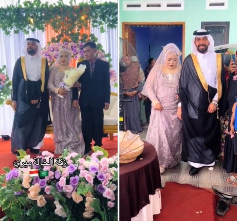 شاهد.. شاب سعودي يزف خادمتهم إلى زوجها في إندونيسيا